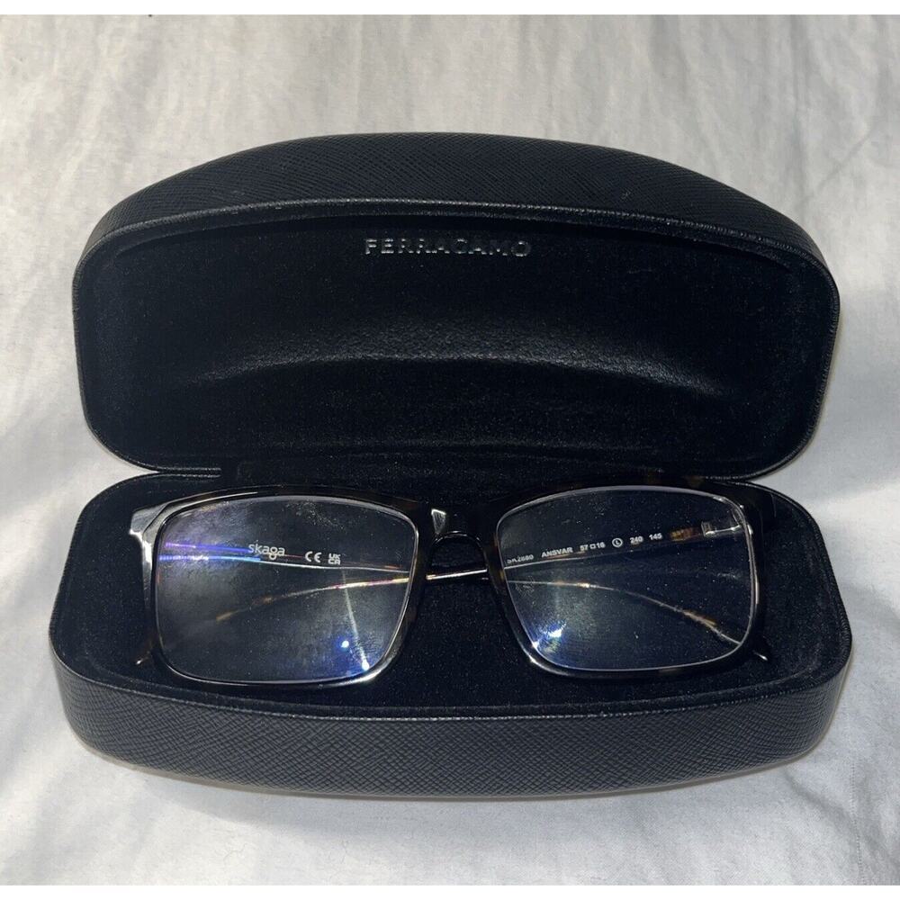 SALVATORE FERRAGAMO CROSSHATCH LEATHER‎ SUNGLASSES CASE BLACK - Picture 8 of 9